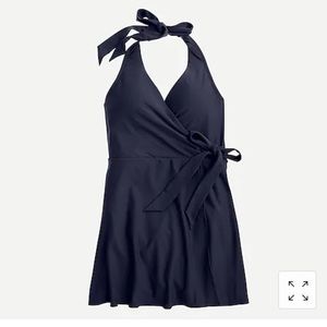 NWT J. Crew Halter Wrap Swim Dress Navy Size 0